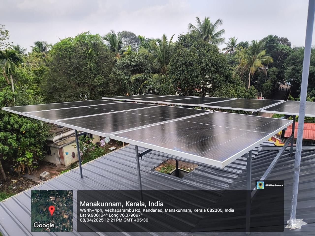 Powergene Solar’s 5 kW rooftop solar installation in Manakunnam.