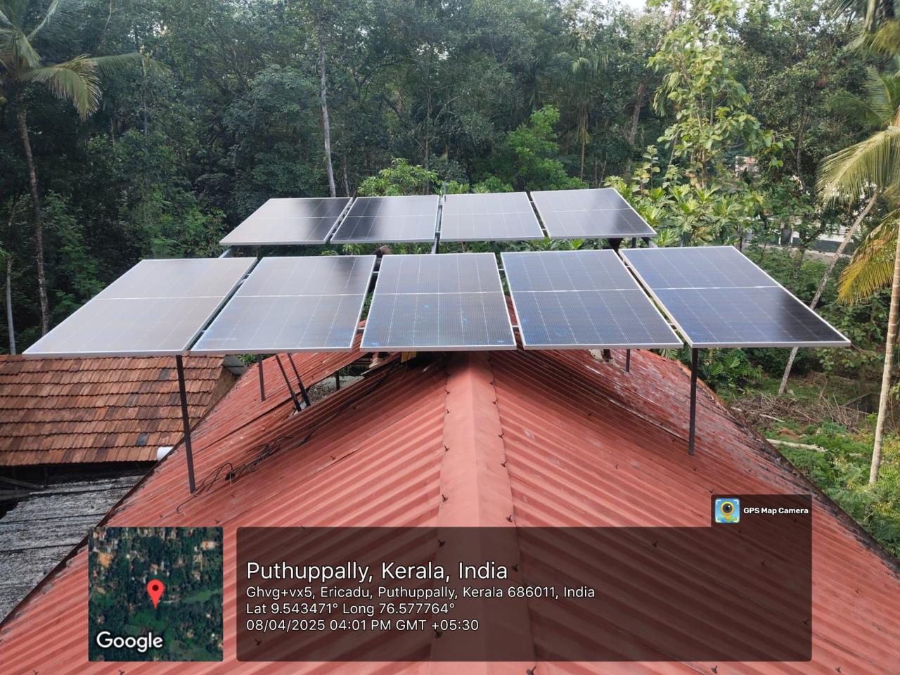 Powergene Solar successfully completed a 5 kW rooftop solar installation at Puthuppally.